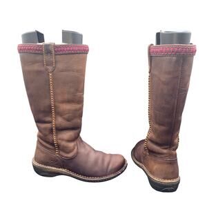 UGG Australia Sunburst Tall Brown Leather Sheepskin Boots Women 8 EU 39